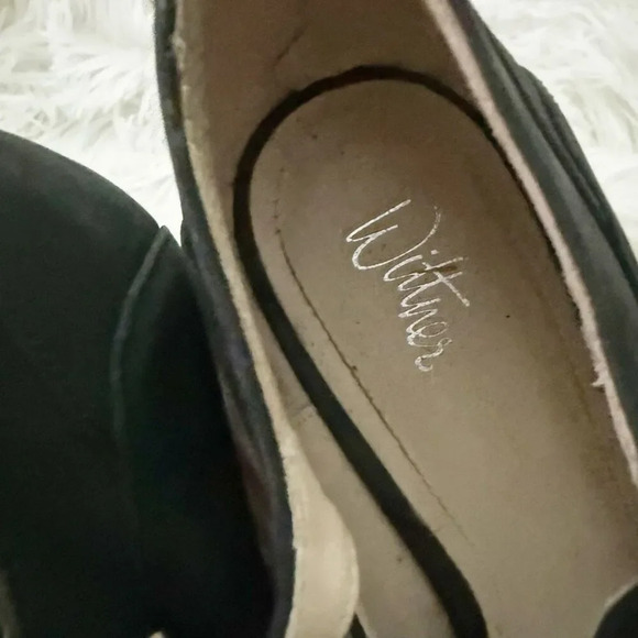 WITTNER | Multi Color Black Rainbow T-Strap Peep Toe Wedge Heels | Size 9, 40 - Picture 4 of 9